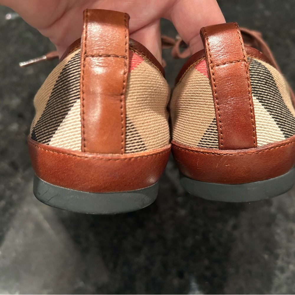Burberry Red and Brown Plaid Sneakers - Picture 4 of 5